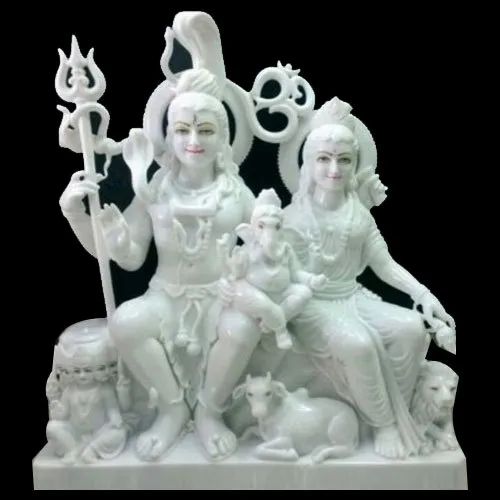 Marble Shiv Shankar Family Statue